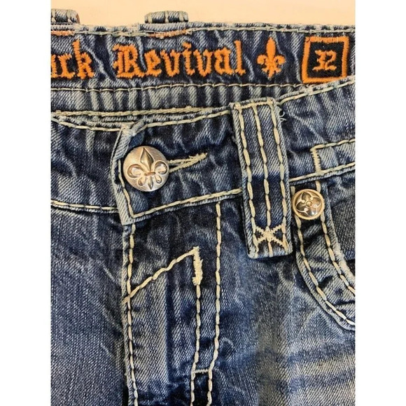 Rock Revival Men's Ethan Destroyed Distressed Slim Straight Leg Jeans Size 32x29 - Picture 12 of 16